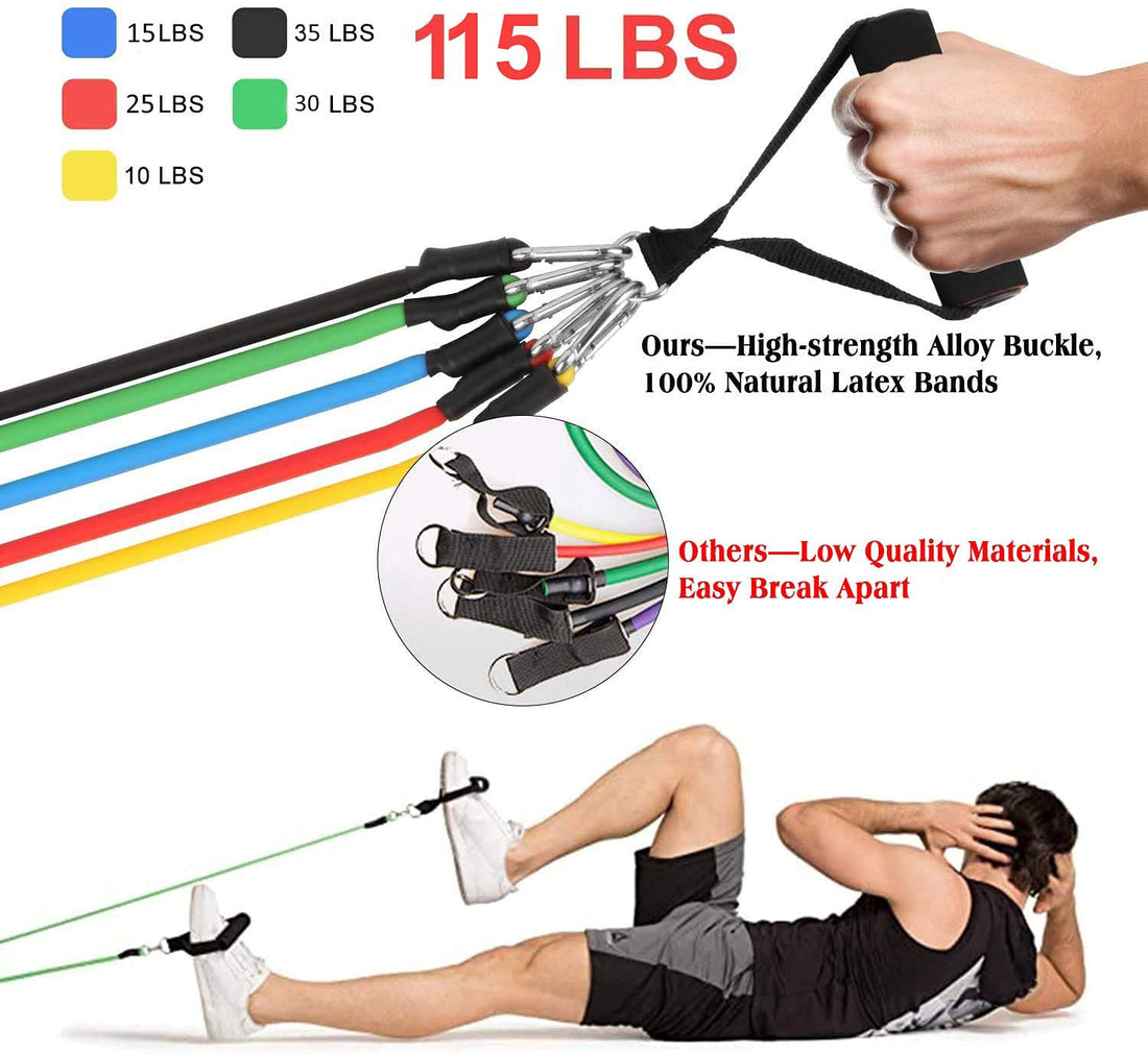 11 Pcs  Gym Power Resistance Band Set