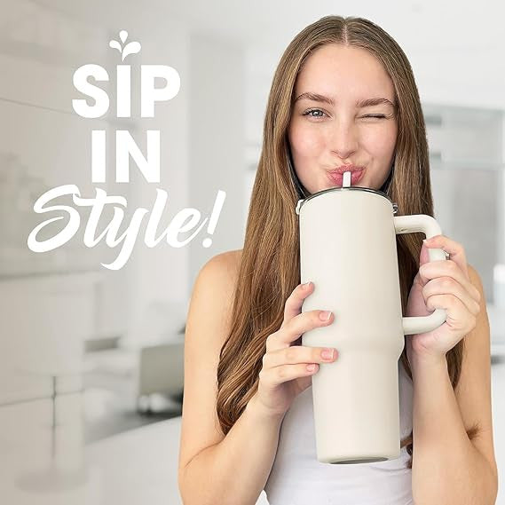 Stainless Steel Tumbler with Lid and Straw | 1200ml